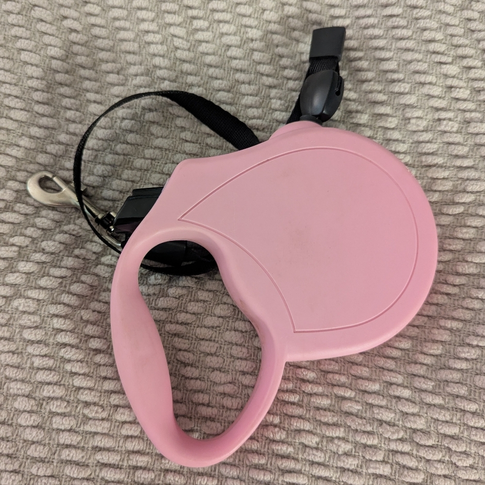 Extendable Dog Lead Leash - Tape - Pink & Black